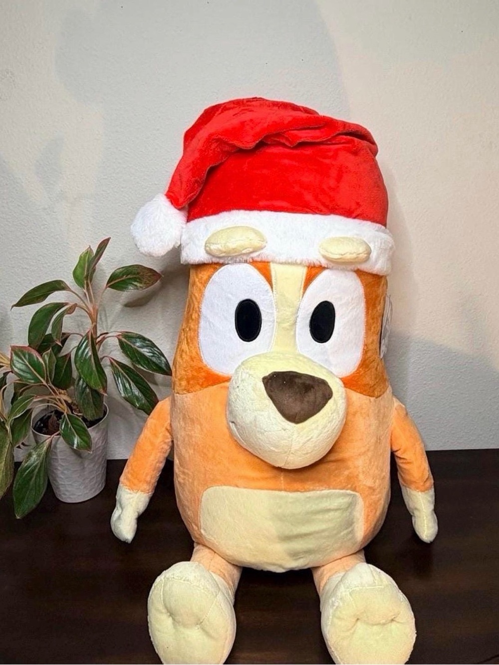 24” Large Bingo Bluey Holiday Plush with Santa Hat New